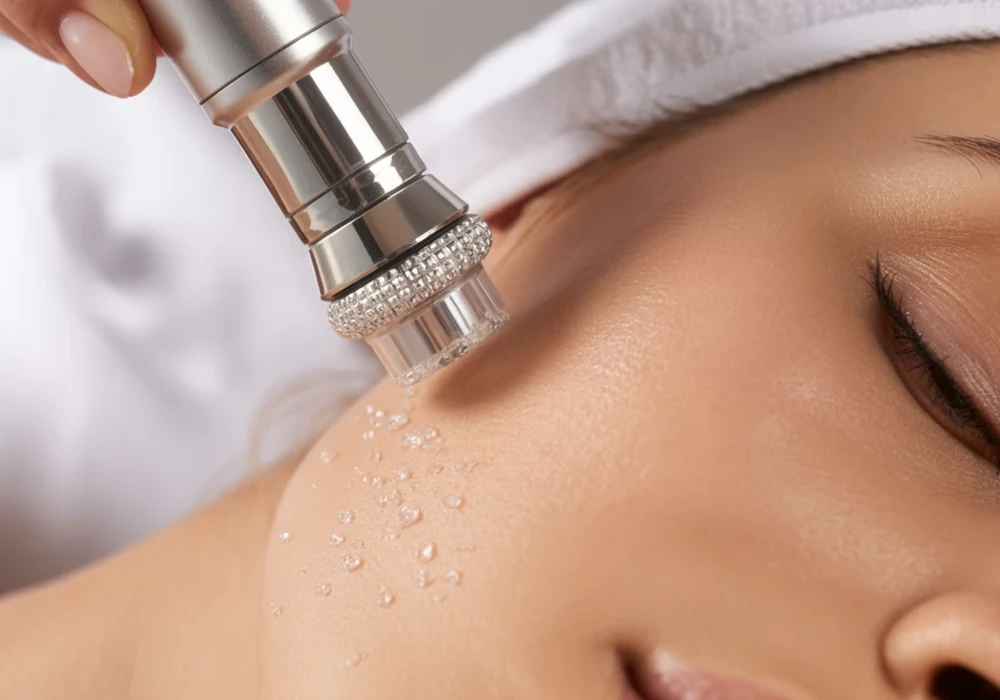 AQUA RENEW Behandlung Handstück am feuchten Gesicht für intensive Feuchtigkeit und klare Linien