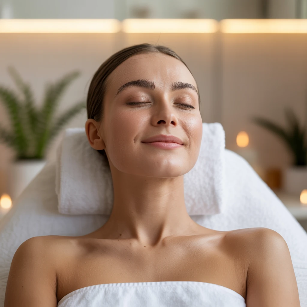Lift Up Massage mit beiden Händen am entspannten Gesicht Kenner Kosmetik für natürliche Kontur und Straffung
